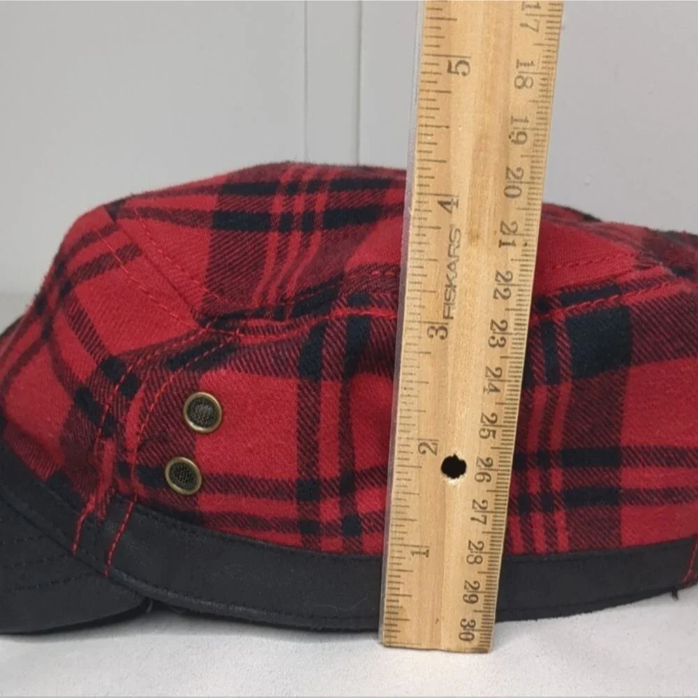 Scala Pronto Plaid Women's Hat Sz OS Red Black Cotton Cap Y-2